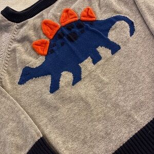 Cat & Jack Gray Sweater with Blue Dinosaur and Orange Spikes